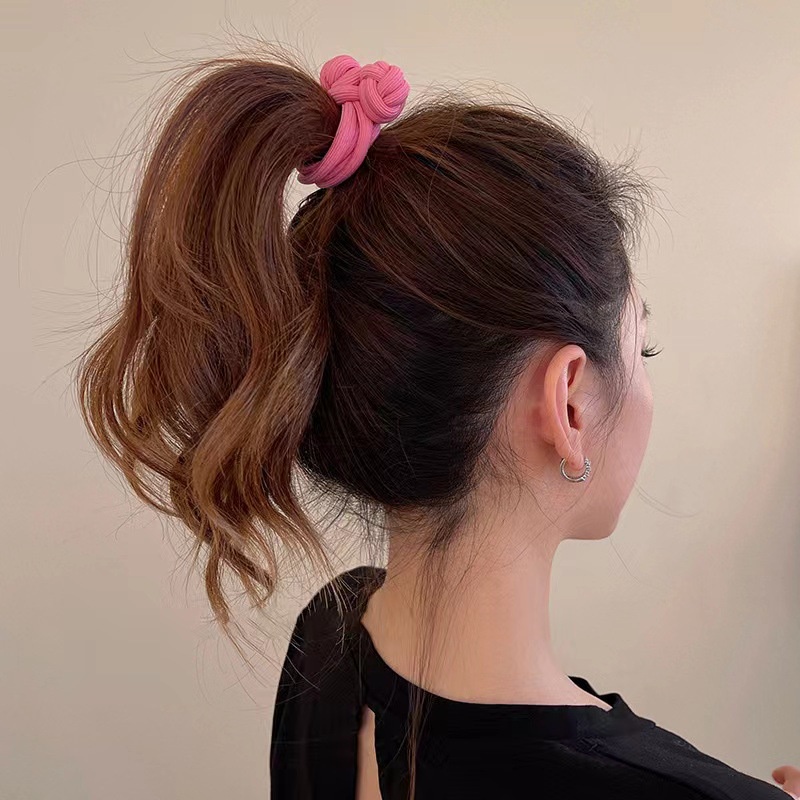 Pink Diikat Ikat Rambut Elastis Fashion Karet Gelang Scrunchies Ponytail Tinggi Rambut Cincin Wanita Aksesoris Rambut