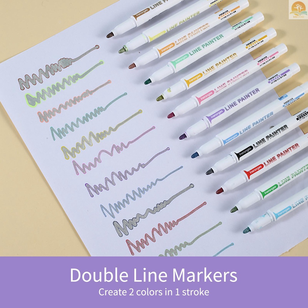 In Stock 8warna Spidol Pewarna Garis Ganda Garis Besar Paint Pen 2.0mm Tip DIY Scrapbooking Untuk Artis Anak Dewasa Kertas Hitam Buku Mewarnai Foto Batu Kaca Sekolah Kantor Suppl