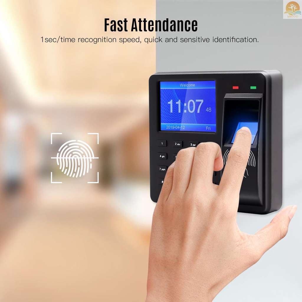 In Stock Mesin Absensi Kontrol Akses Fingerprint /Password/ ID Card Recognition Time Clock Dengan Layar Display 2.4 Inch Perekam Cek-in Recorder Multi Bahasa Dukungan