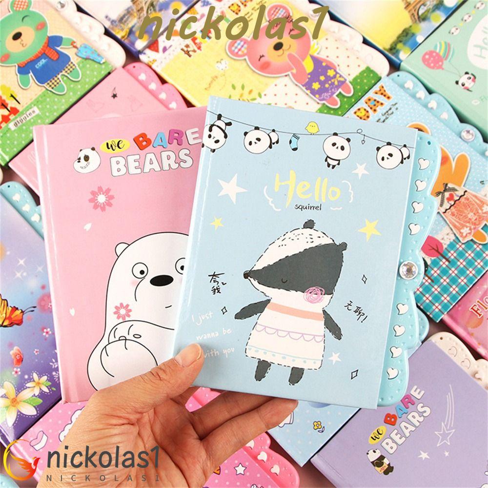 NICKOLAS1 Password Diary Anak Hadiah Perlengkapan Sekolah Animals Small Dengan Kunci Kawaii Notepad