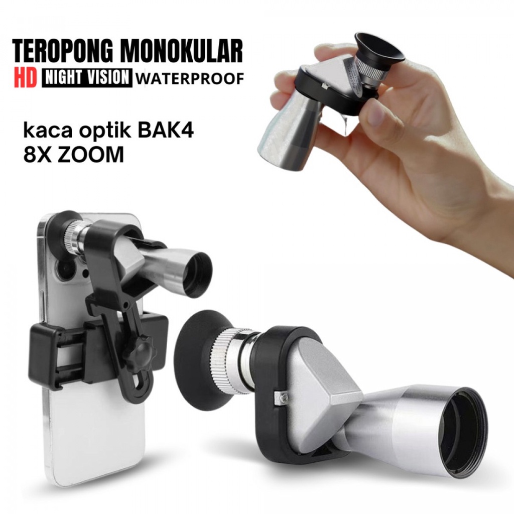 WDLH Teropong Monokular HD Night Vision Waterproof  BAK4  with Clip