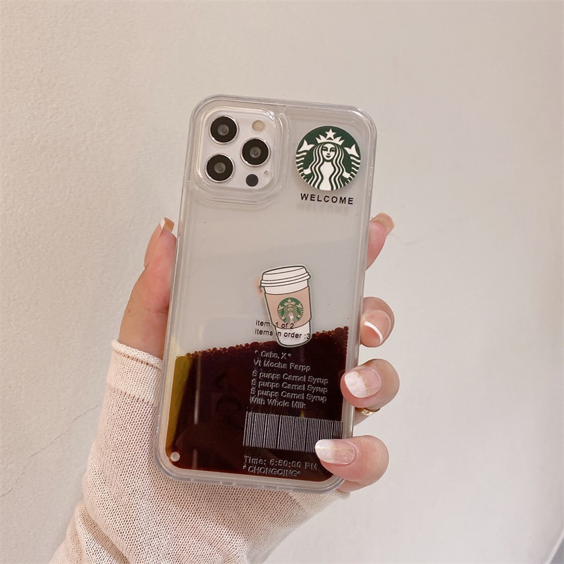 Casing Motif Starbucks Coffee Soft Case IPHONE X XS MAX XR 11 12 13 PRO MAX Tpu Transparan Shockproof Cover Pasir Hisap Sarung13 Mini