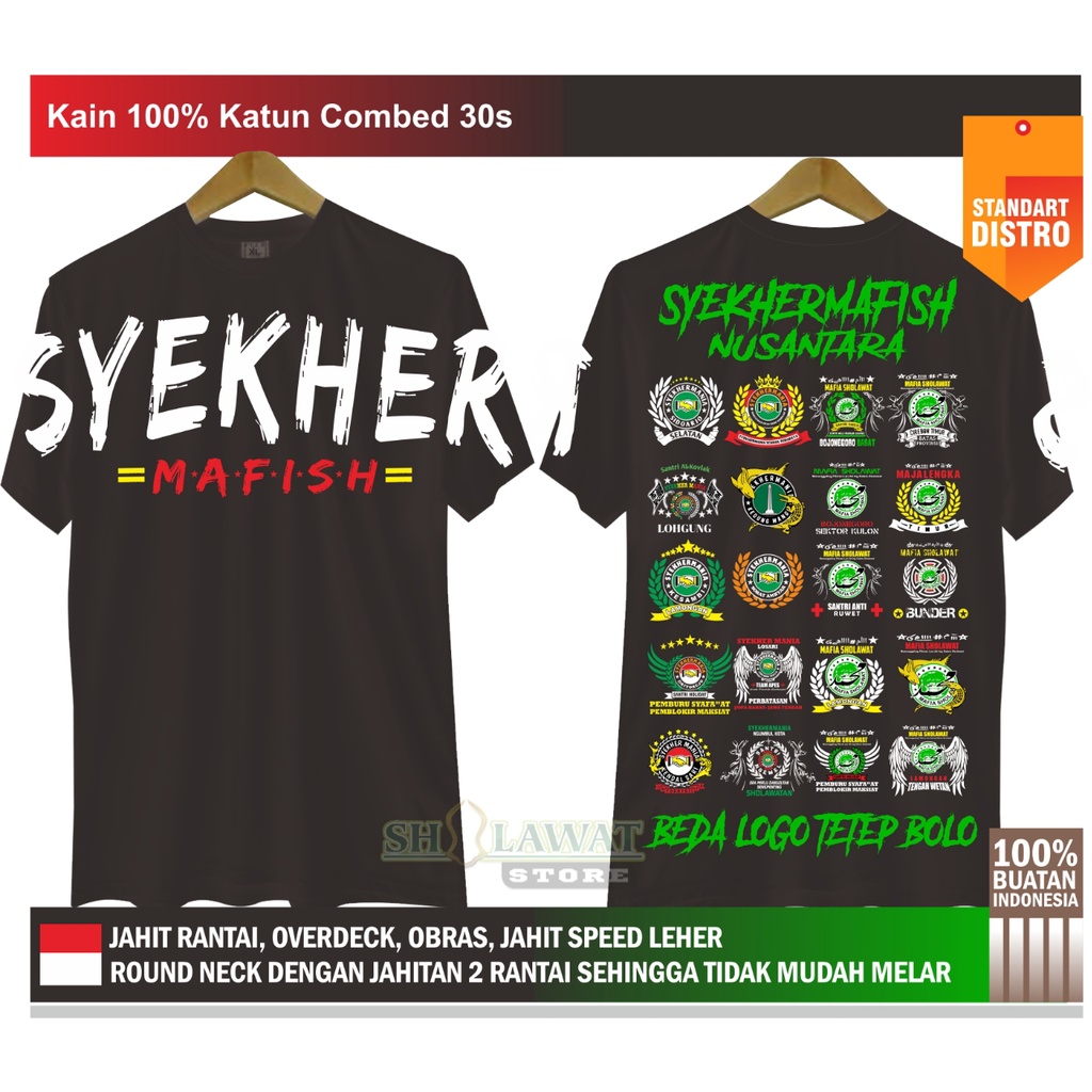 Kaos SyekherMafish Full Lengan Pendek / Kaos Mafish Nusantara / Kaos Syekher Full Logo / Kaos Syekhe