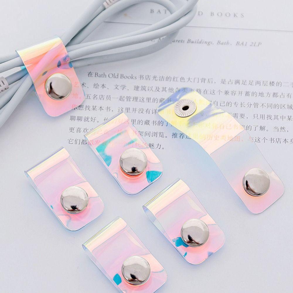 LANFY 10pcs Tali Pengikat Kabel, Pengikat Kabel Laser PVC, Kawat Kabel Telepon Multifungsi Reusable Winder Wrap Cable Buckle Straps Untuk Kantor Sekolah