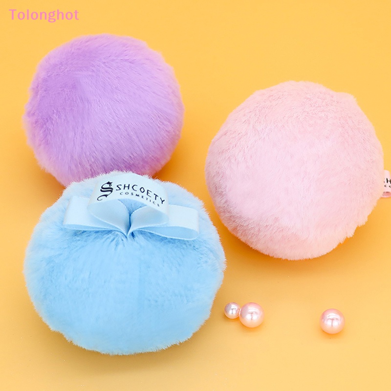 Tolonghot&gt; Sweet Shiny Peach Body Cosmetic Puff Ukuran Besar Lembut Wajah Rambut Kilau Tinggi Puff Bola Spons Puff Alat Makeup well