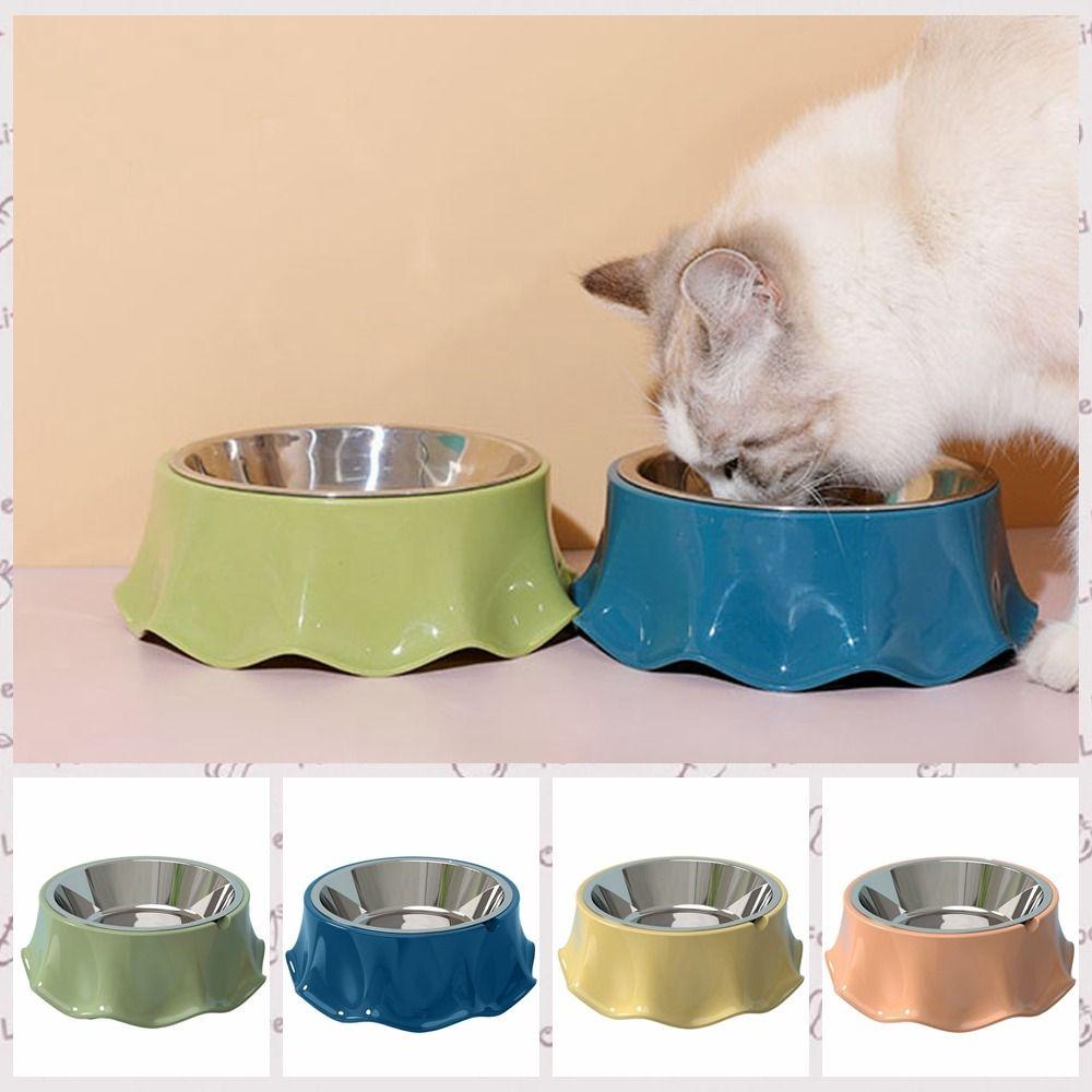 Tidak Karat Non-slip Mangkuk Makanan Kucing, Tidak Licin Anti Karat Mangkuk Makanan Kucing, Piring Minum Hewan Peliharaan Stainless Steel Warna-Warni Melindungi Leher Cervical Puppy Mangkuk Minum Indoor