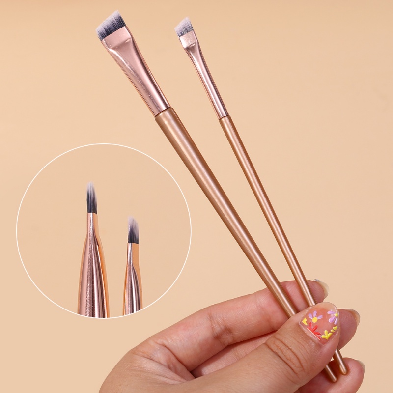 [Ditampilkan] Kuas Makeup Profesional/Kuas Eyeliner Mata Pisau Rose Gold/Brush Eye Shadow Kepala Rata/Brush Detail Portable/Brush Alis Ultra Tipis/Alat Makeup Wanita