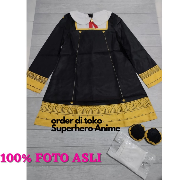 RB Kostum Anya Forger Spy X Family Anak Dewasa Cosplay Costume Anime Baju Perempuan Jepang Wig