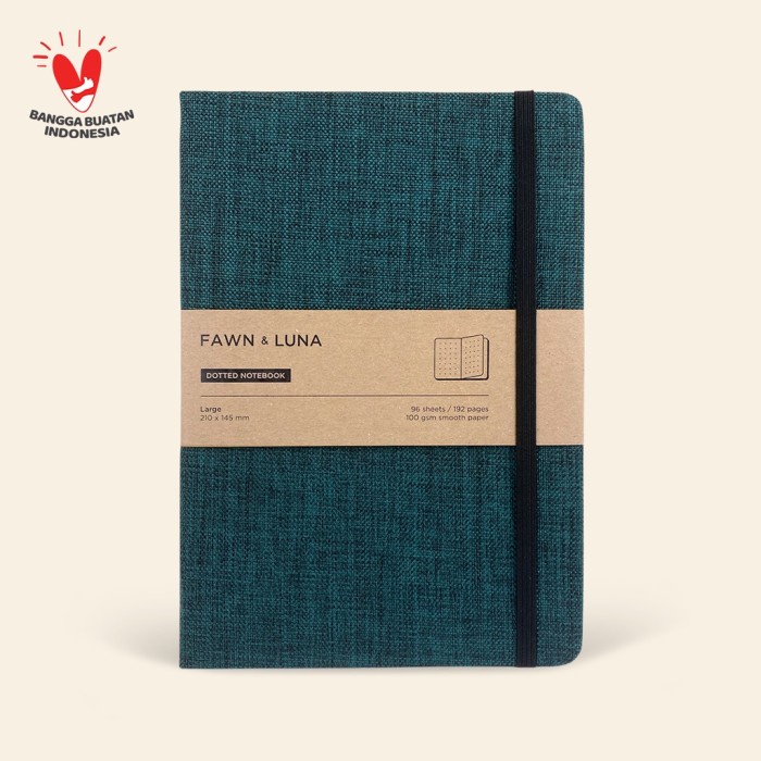 

✨BISA COD✨ -Notebook Large A5 - Hunter Green Fabric - Buku Jurnal / Agenda - Dotted