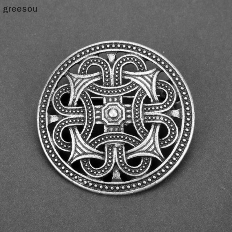 Greesou 1PC Viking Pertengahan Perisai Bros Pin Jubah Selendang Pin Celtic Norse Jewellery ID