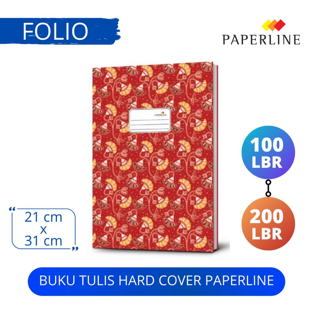 

[Bisa COD] NEW AA Buku Tulis HardCover paperline Ukuran Folio / F4 Isi 100 & 200 Lembar kertas paper stationery