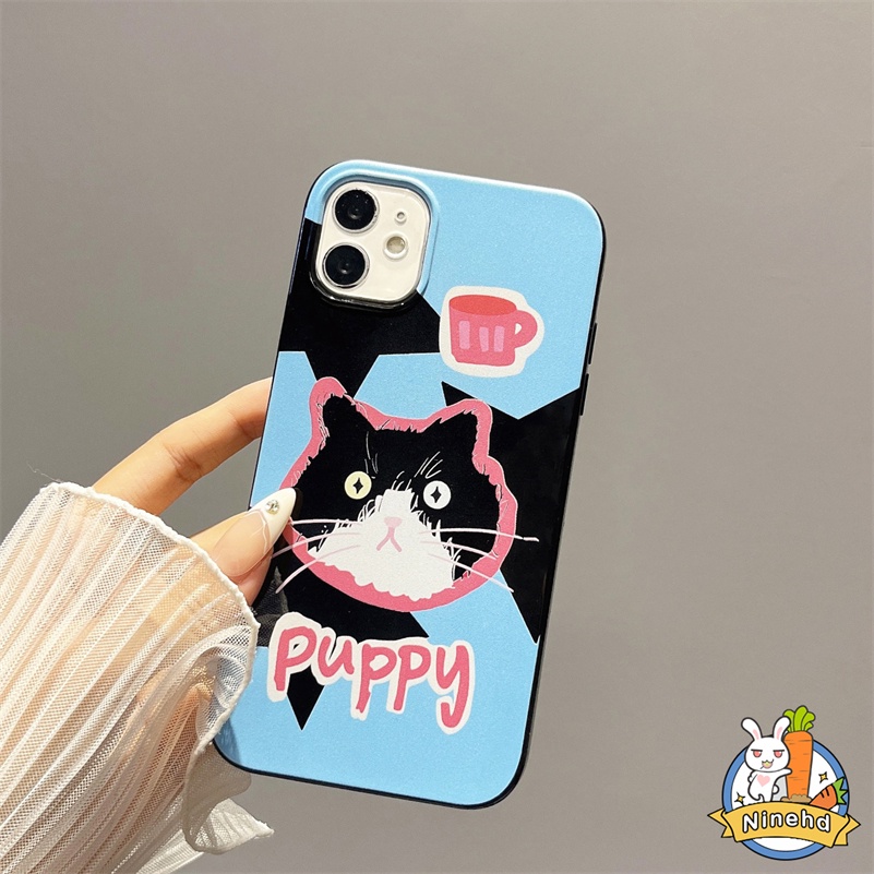 IPHONE Casing Ponsel Lembut Glossy Kucing Lucu Kompatibel Untuk Iphone14 13 12 11 Pro Max X Xr Xs Max 87 6 6s Plus Se2020Lensa Lubang Besar Shockproof Matte Bumper Anti-drop Soft TPU Back Cover