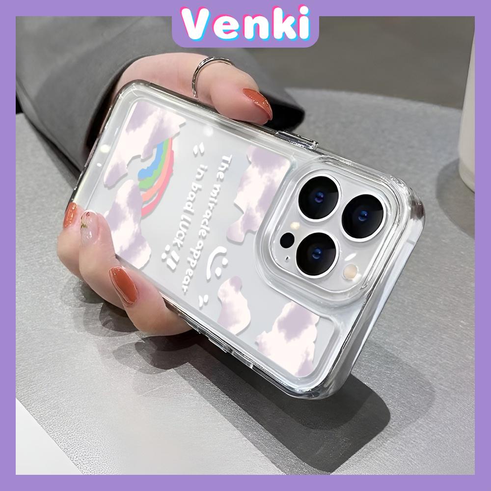 VENKI - Untuk iPhone 11 Case Clear Space Hard Acrylic Case Shockproof Protection Camera Romantic Rainbow Clouds Kompatibel dengan iPhone 14 13 Pro Max iPhone 12 Pro Max XR 7Plus 8Plus