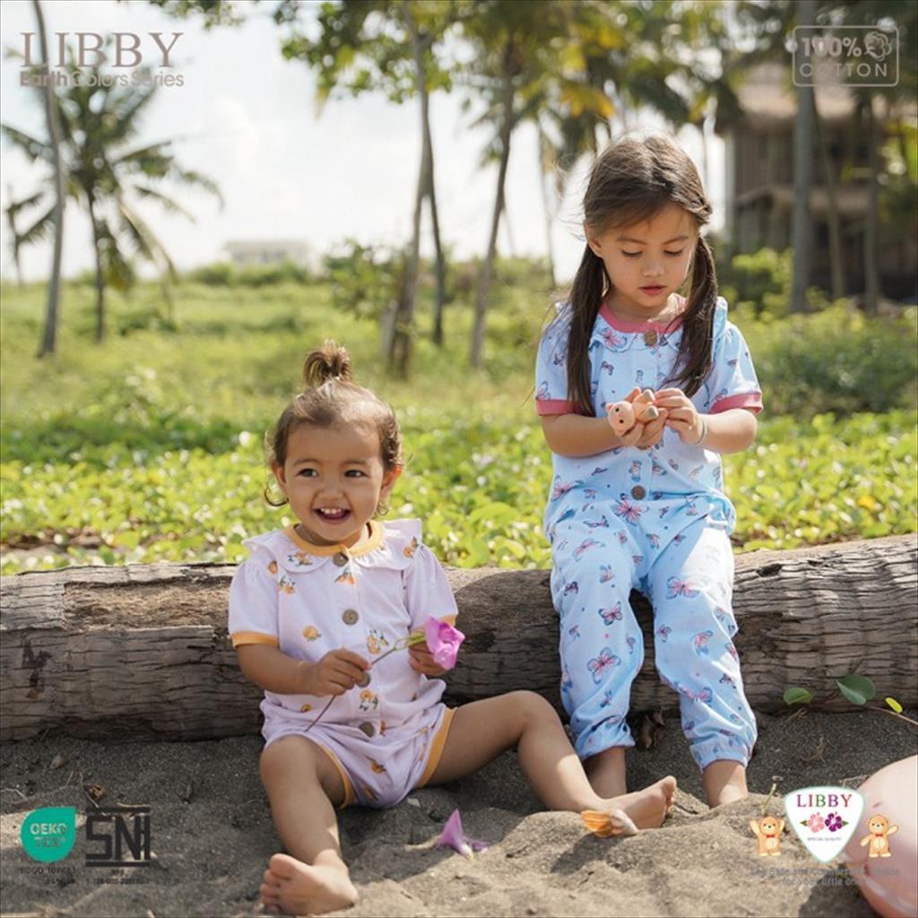 [TOMS] LIBBY (1stel) Earth Stelan Rocco Set Pendek - Celana Panjang Motif Girl Boy