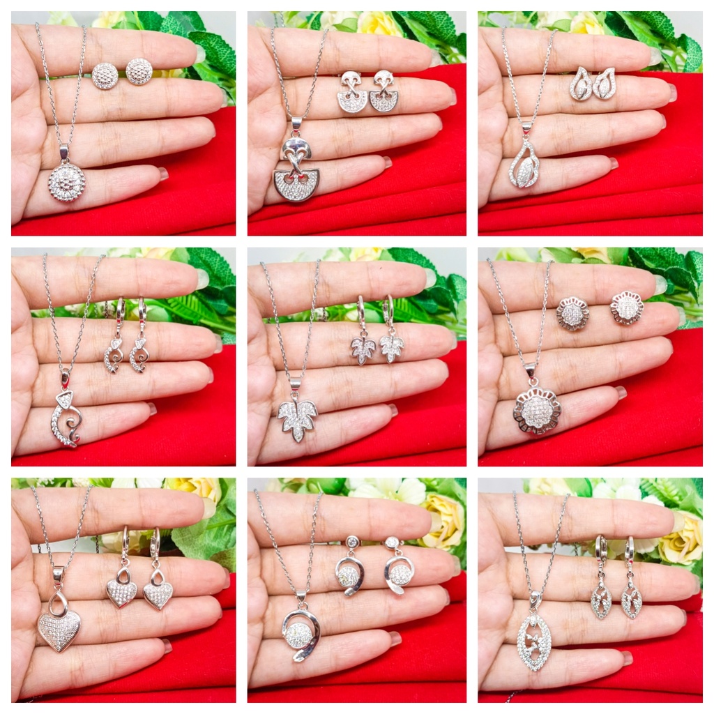 Set kalung Titaniun dan anting wanita hadiah kelas atas untuk pacar Set Perhiasan perak