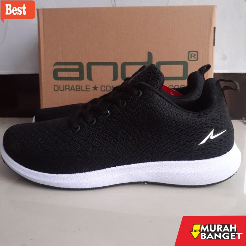 Sneakers pria terbaru- Promo Sepatu wanita pria Ando Sneakers Hitam putih Dewasa Anak Anak Original