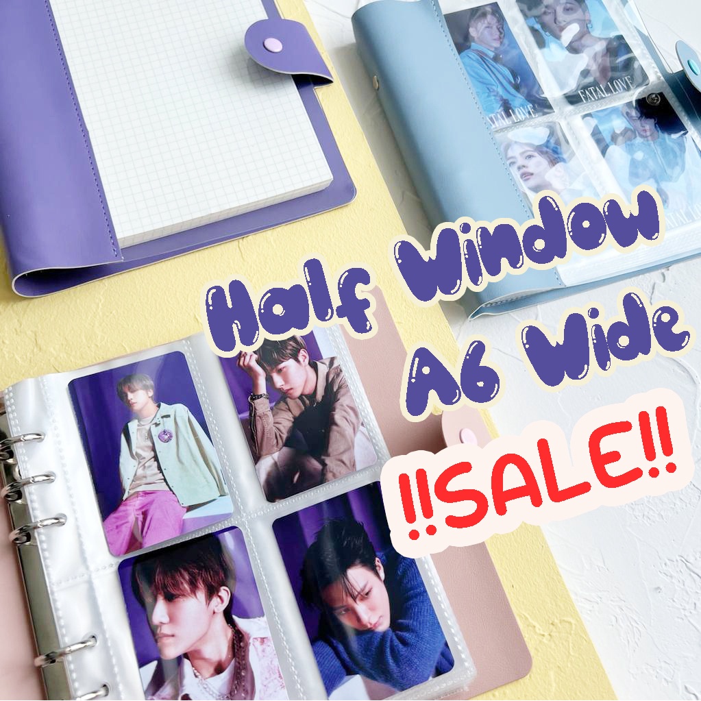 [A6 Wide]  Half Window Binder Album Penyimpanan Photocard / Sleeve 4P 6 Ring Holes Lubang Estetik Ae