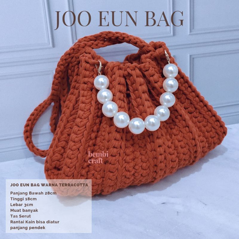 BEMBI CRAFT JOO EUN BAG  Tas Rajut Katun ala Korea Estetik Murah Kekinian Unik/ Tas Warna Kuning Tos