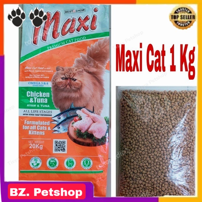 bzz petshop - Makanan Kucing Maxi Repack 1 Kg Maxi Cat Chicken & Tuna 1 KG Repack