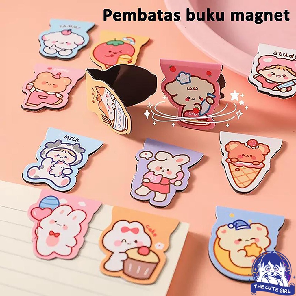 

Pembatas buku magnet karakter kartun bookmark magnetic bear bunny - Stazionario