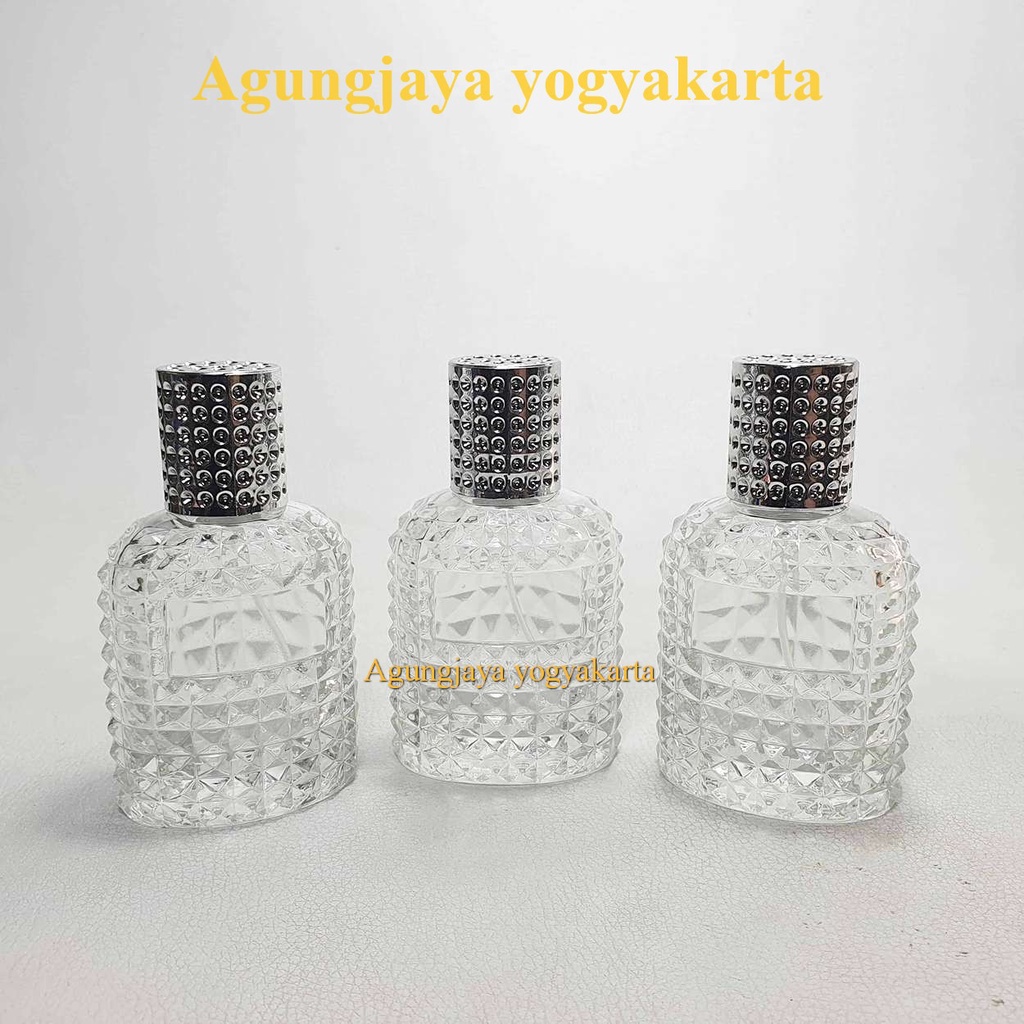 Botol Parfum Spray Kaca Kosong 50 Ml Durian Transparan /  Botol Parfum Kosong / Botol Parfum Durian 