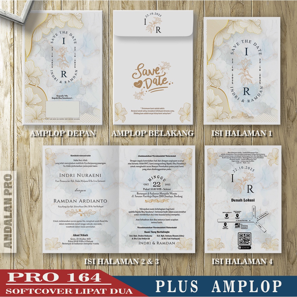 50 Desain Undangan Simpel Dengan Amplop Ukuran Standar, Bahan Jasmine, Isi Lipat 2, Harga Termurah
