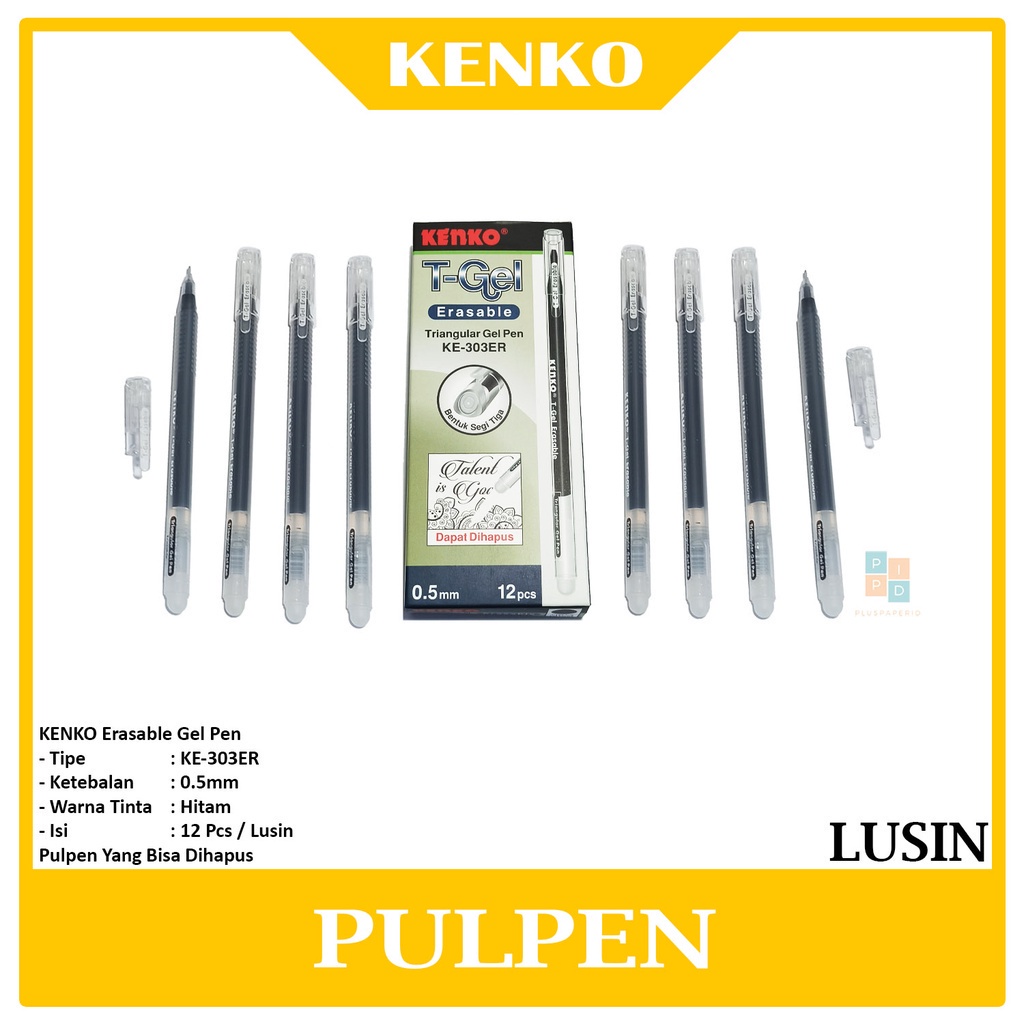 

KENKO - Gel Pen Erasable T-Gel KE-303ER Hitam - Lusin