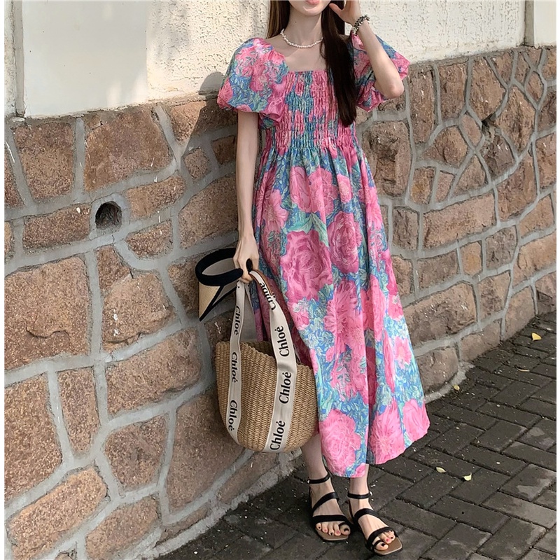 Big Floral Multicolour Midi Dress - Dress Casual Kasual / Daisy Dress Bunga / Korean Dress Korea / D
