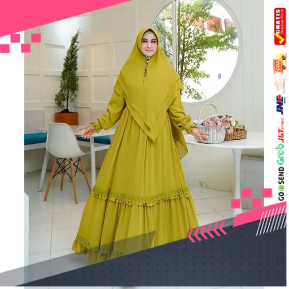BAJU GAMIS MODEL BARU TERMURAH STYLE TRENDY /Kinara Syar'i Set Khimar Ceruty / Gamis Syari Ceruty Ba