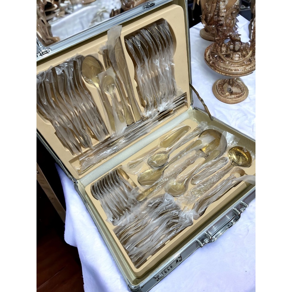 Queensbakeware Sendok Gold Set Koper 72pcs / Cutlery Set Sendok Gold / Sendok Silver / Sendok Koper 