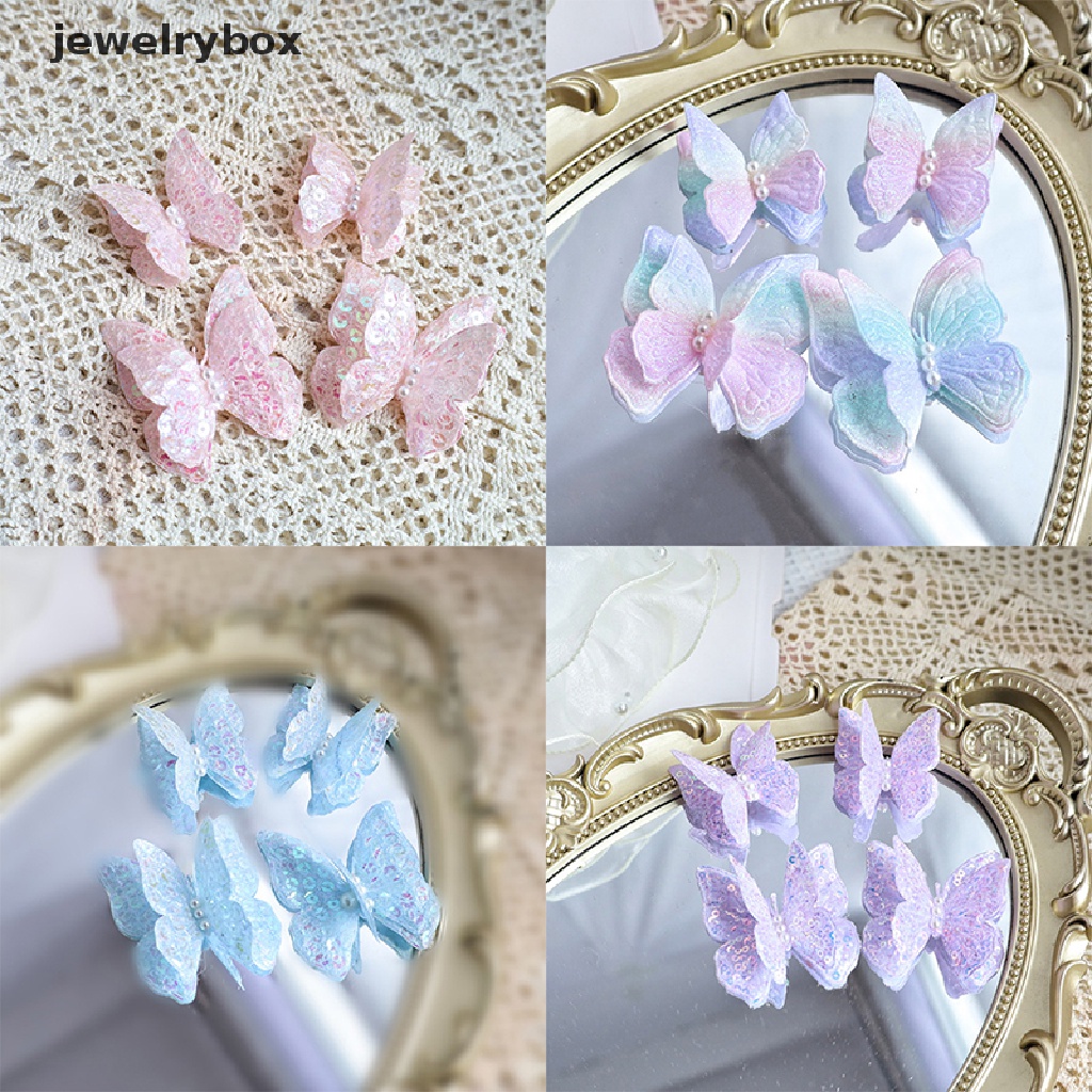 [jewelrybox] 4pcs Butterfly Cake Topper DIY Dekorasi Rumah Simulasi Berongga Kupu Butik