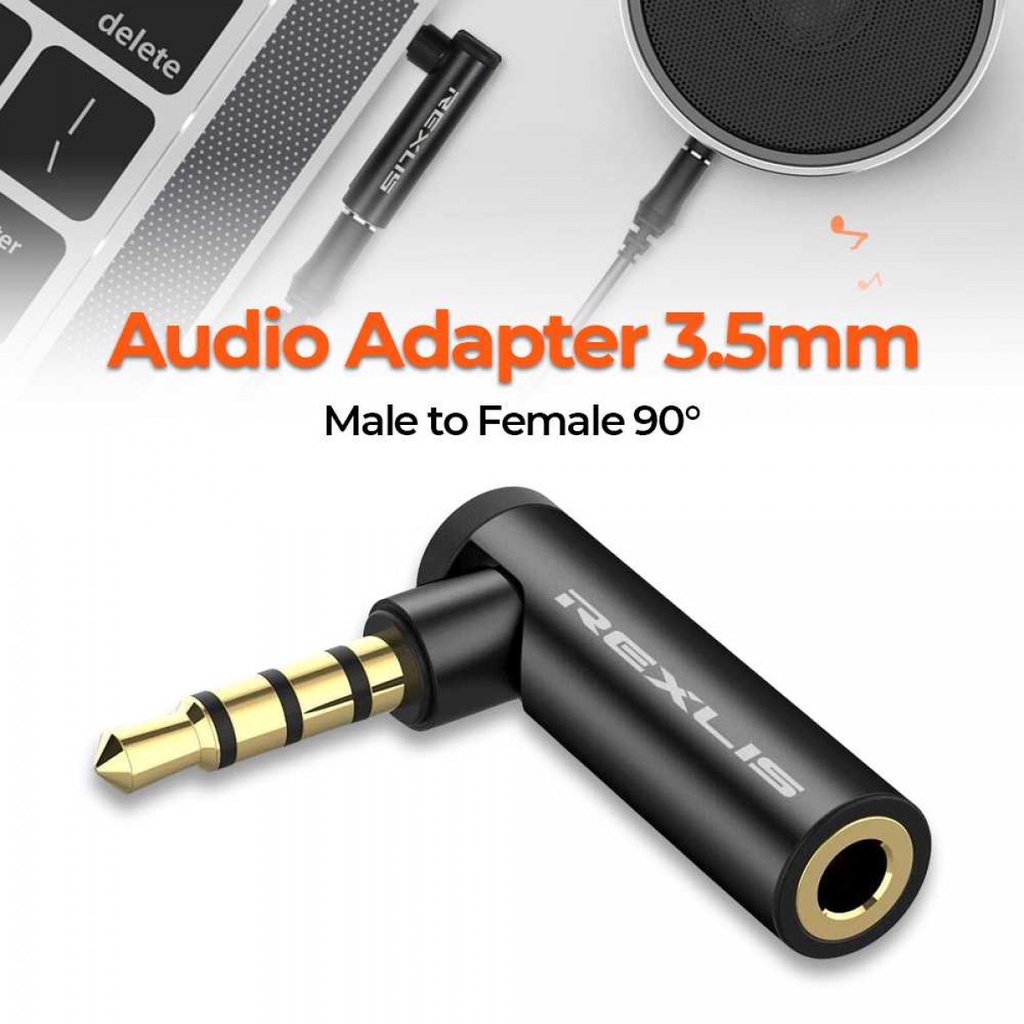 Audio Adapter Konverter 3.5mm Male to Female 90 Degree