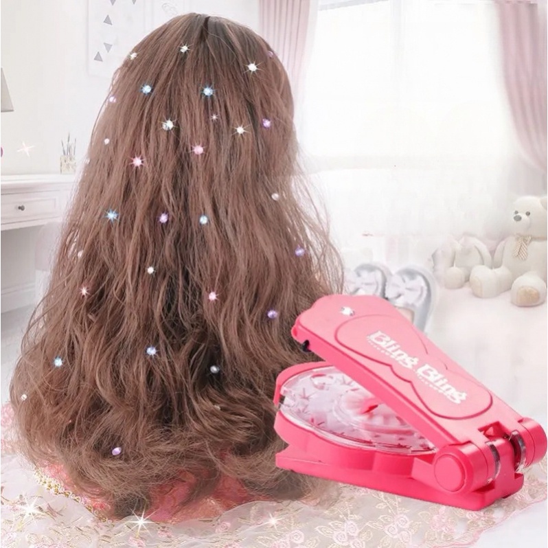 【Pengiriman cepatdeluxe Set hadiah mewah mainan Blinger 180 buah alat penata permata stiker berlian mode rambut untuk mainan anak perempuan