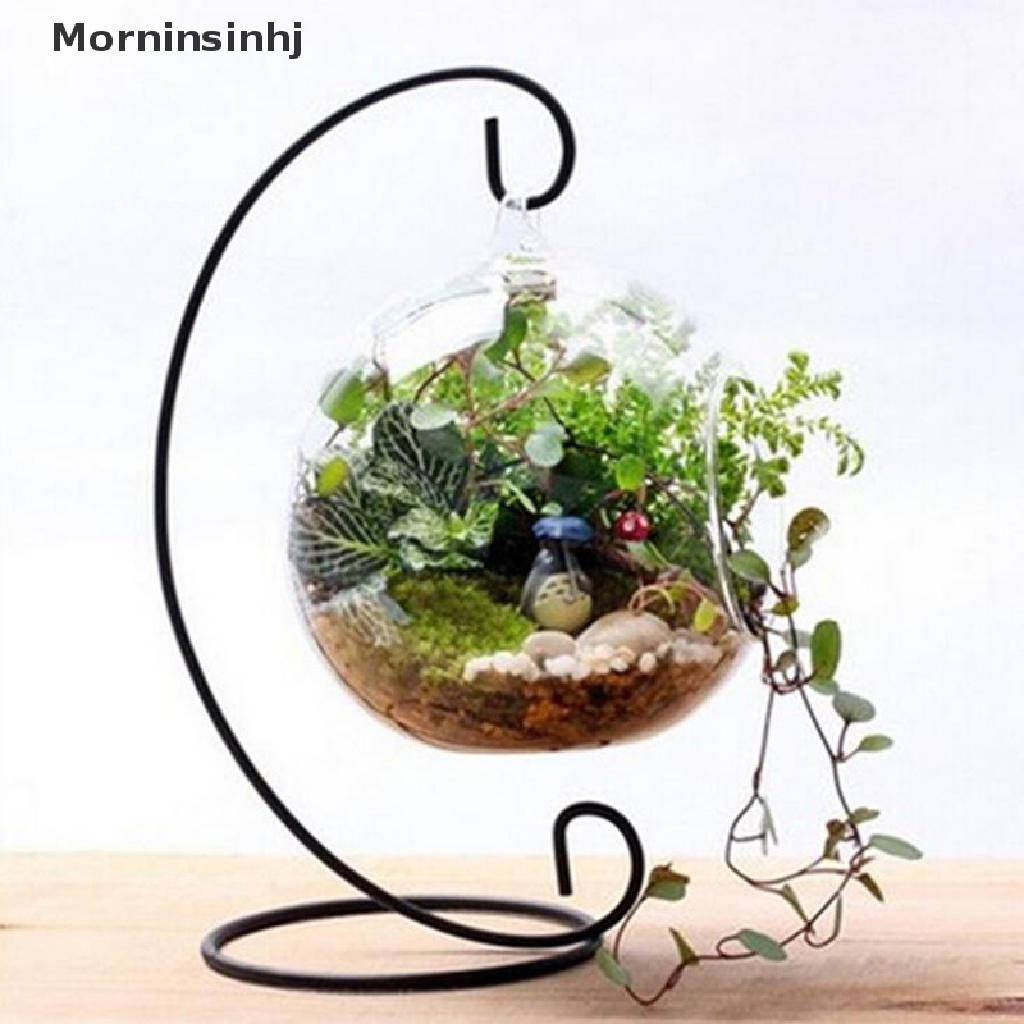 Mornin 1PCS Retro Glass Ball Hanging Stand Table Ball Lantern Holder Dekorasi Rumah id