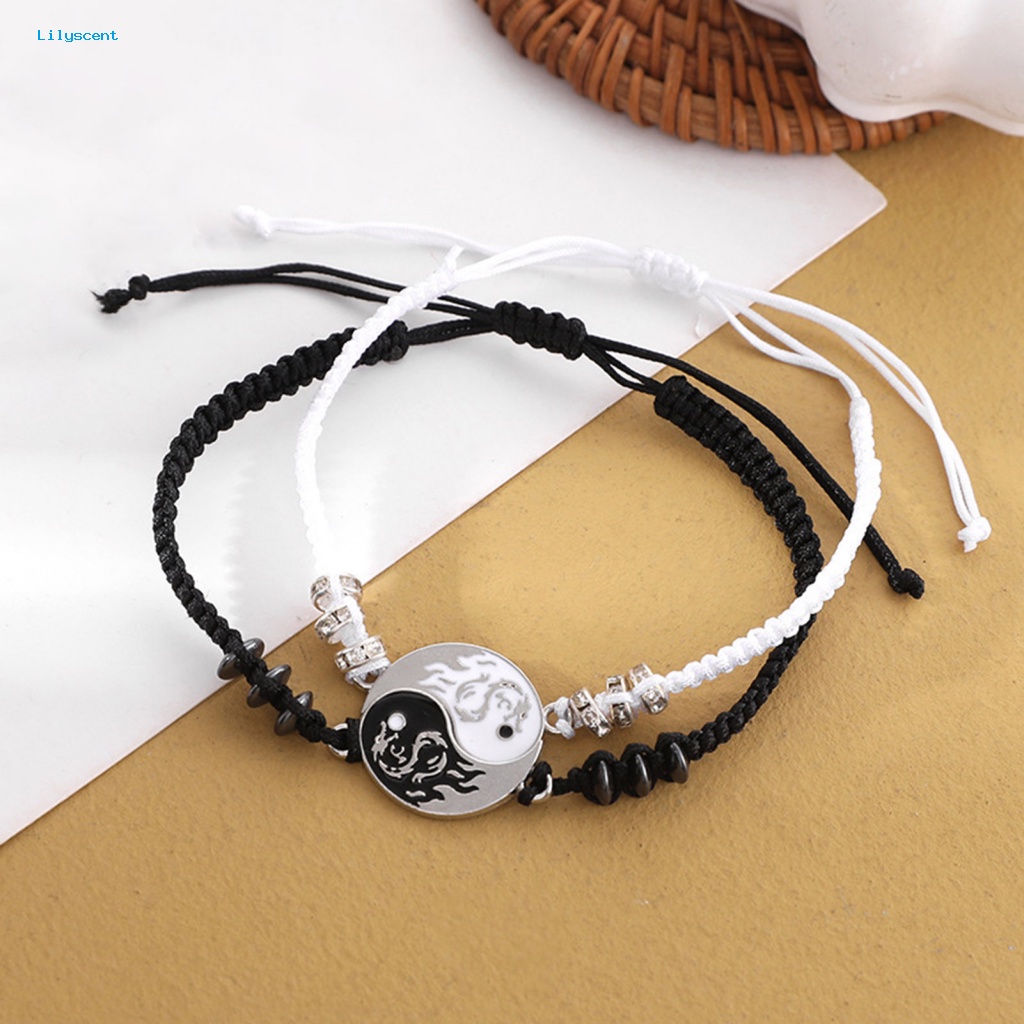 Lilyscent Hadiah Gelang Pasangan Untuk Pencocokan Luar Ruangan YinYang Braided Persahabatan Bracelet Ketangguhan Yang Baik