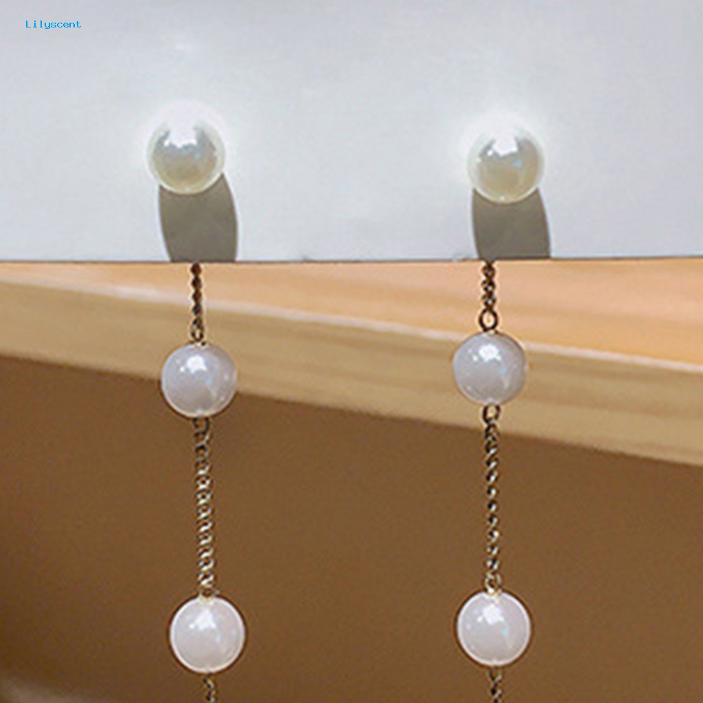 Lilyscent 1pasang Anting Rumbai Menjuntai Untuk Pesta Indah Tindik Mutiara Drop Earrings Kreatif