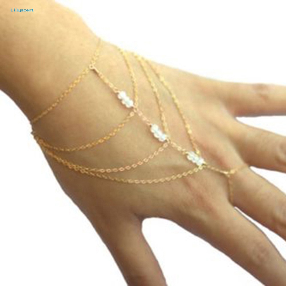 Lilyscent Lady Multi Chain Tassel Gelang Selebriti Budak Jari Cincin Tangan Rantai Harness