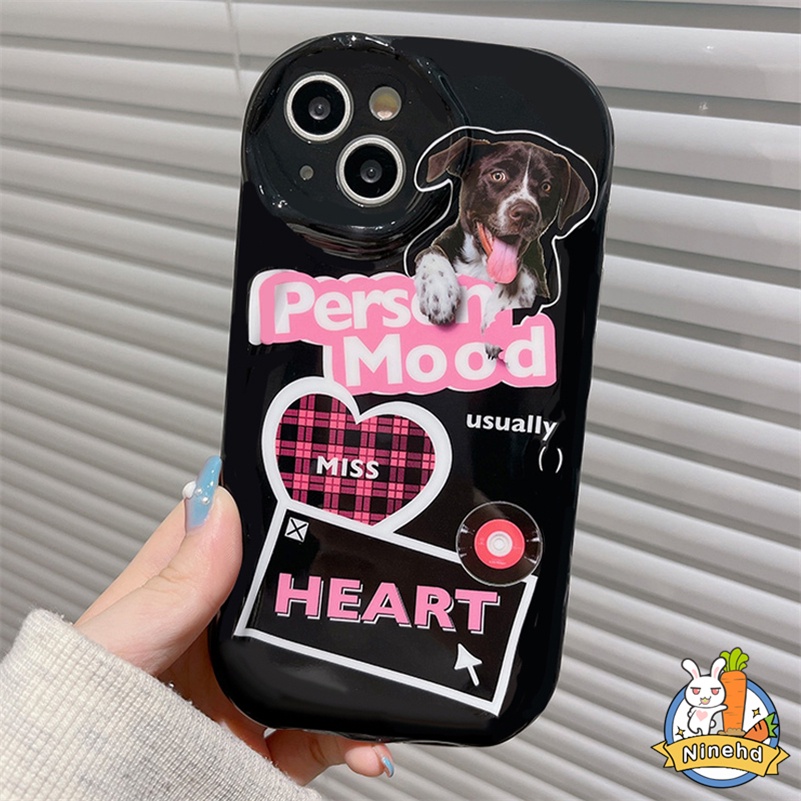 IPHONE Casing Kompatibel Untuk Iphone14 13 12 11 Pro Max X Xr Xs Max8 7 6 6s Plus SE ins Gaya Korea Anjing Lucu Pink Inggris Phone Case Soft TPU All Inclusive Cover Pelindung Anti Jatuh