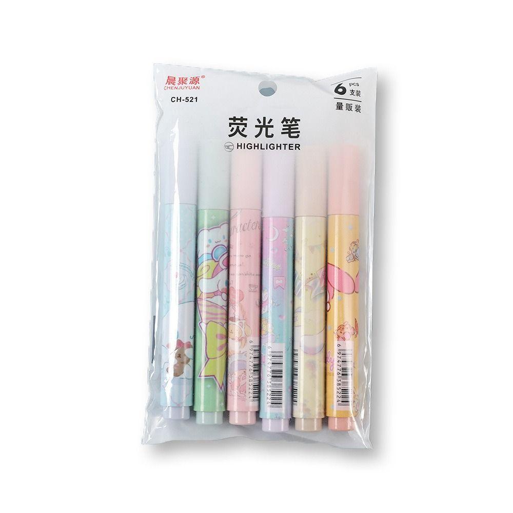 Fishstick Stabilo Pen Set 6pcs /Set Kartun Siswa Stationary Kantor Perlengkapan Sekolah Melodyku Cinnamoroll Keypoints Marker Pen