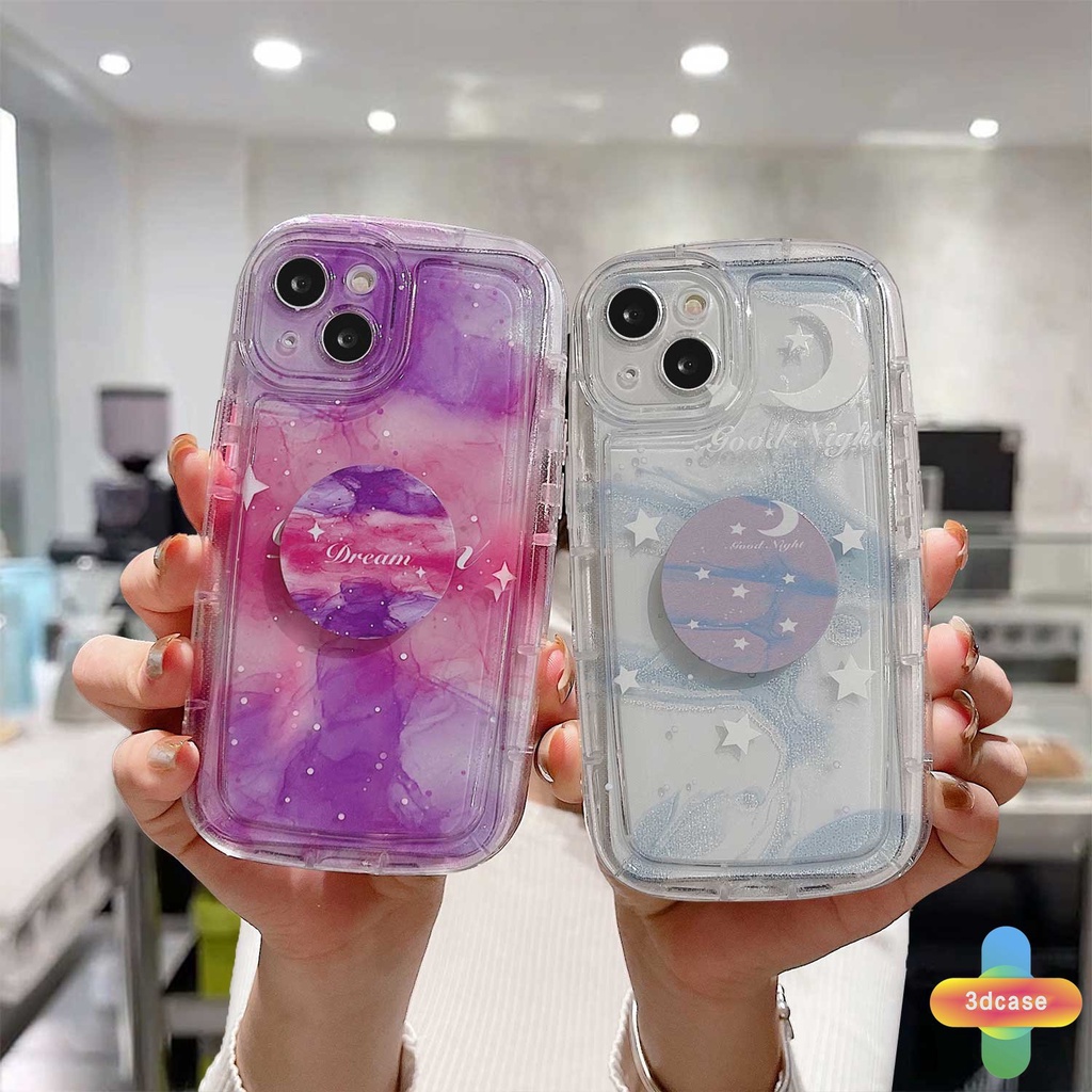 Compatible For Case IPhone 7 Plus 11 6 6S 8 14 Plus XR 11 12 13 14 PRO MAX 11 12 13 X XS MAX Se 2020 6SPlus 7Plus 6Plus 8Plus 14Plus XSMAX Fantasy Gradual Starry Sky Soap Case With Stand