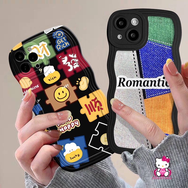 Casing Tepi Bergelombang Redmi Note11 10s 9 10 11s 8 11Pro 9s 10Pro Max Redmi 10A 9C10C 9T 9A A1+10 9 A1 POCO X3 NFC Pro M3 Mi 11T Pro Romantic Creative Splicing Smile Soft Cover