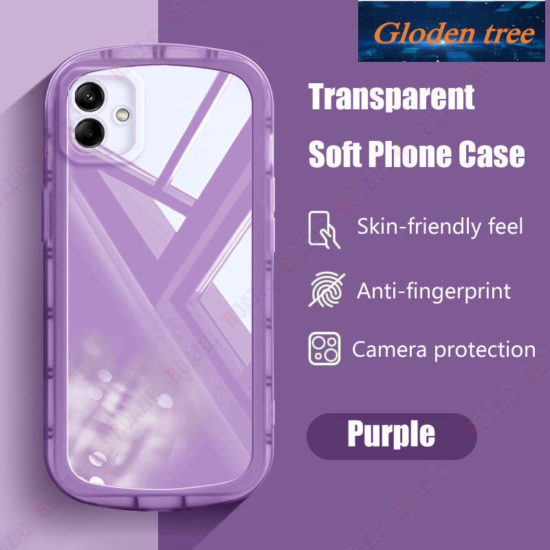 Gloden tree Transparan Sederhana Ponsel Case Untuk Samsung Galaxy A04 Ins Silikon Lembut Shockproof Casing Full Cover Lensa Kamera Perlindungan Cover