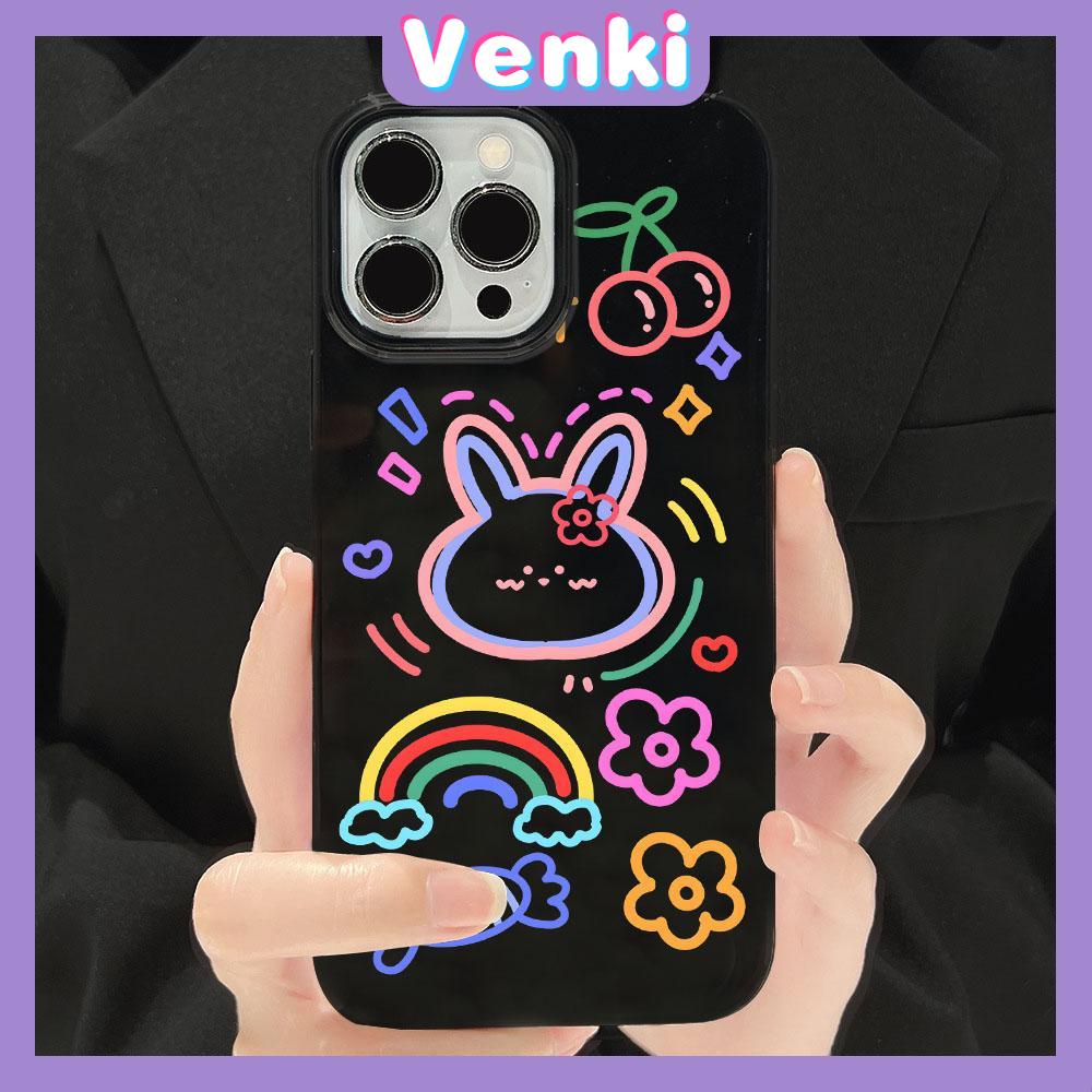 iPhone Case Soft TPU Glossy Black Candy Case Cute Colorful Rabbit Camera Protection Shockproof For iPhone 14 13 12 11 Pro Max 7 8 Plus X XR