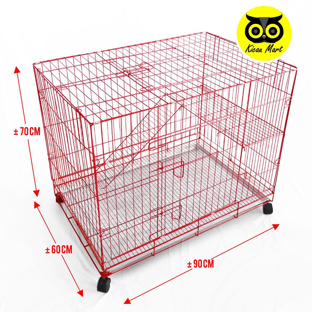 Sangkar Kandang Kucing Super Besar 90x60x70 Bonus Tatakan Sangkar Umbaran Ternak Burung Size XXL Kandang Besi Lipat Jumbo Kelinci Anjing Kitten Sugar Glider Hamster Musang