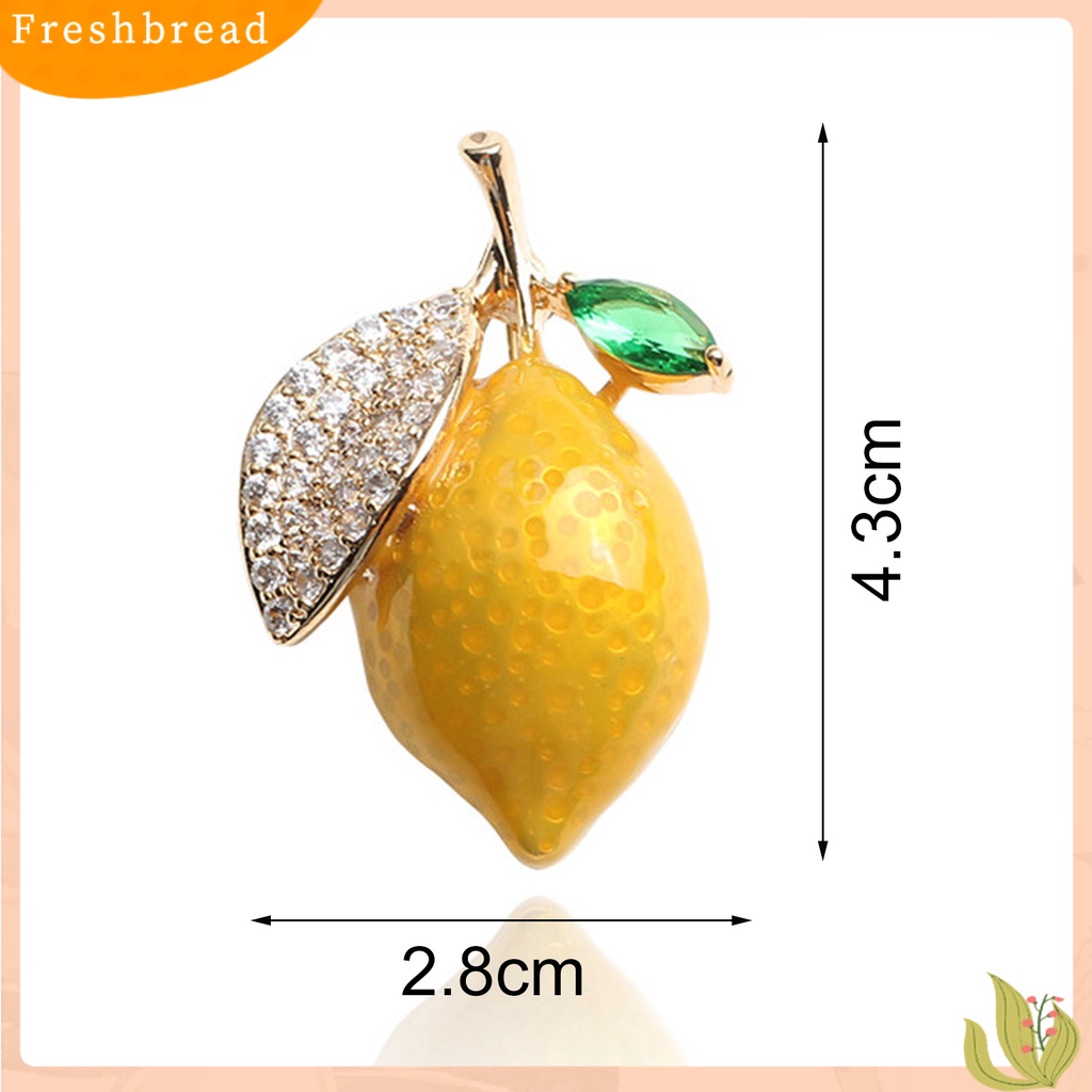 &lt; Freshbread &gt; Bros Pin Lemon Rhinestones Kuning Terang Kilau Menetes Minyak Bros Pakaian Dekor