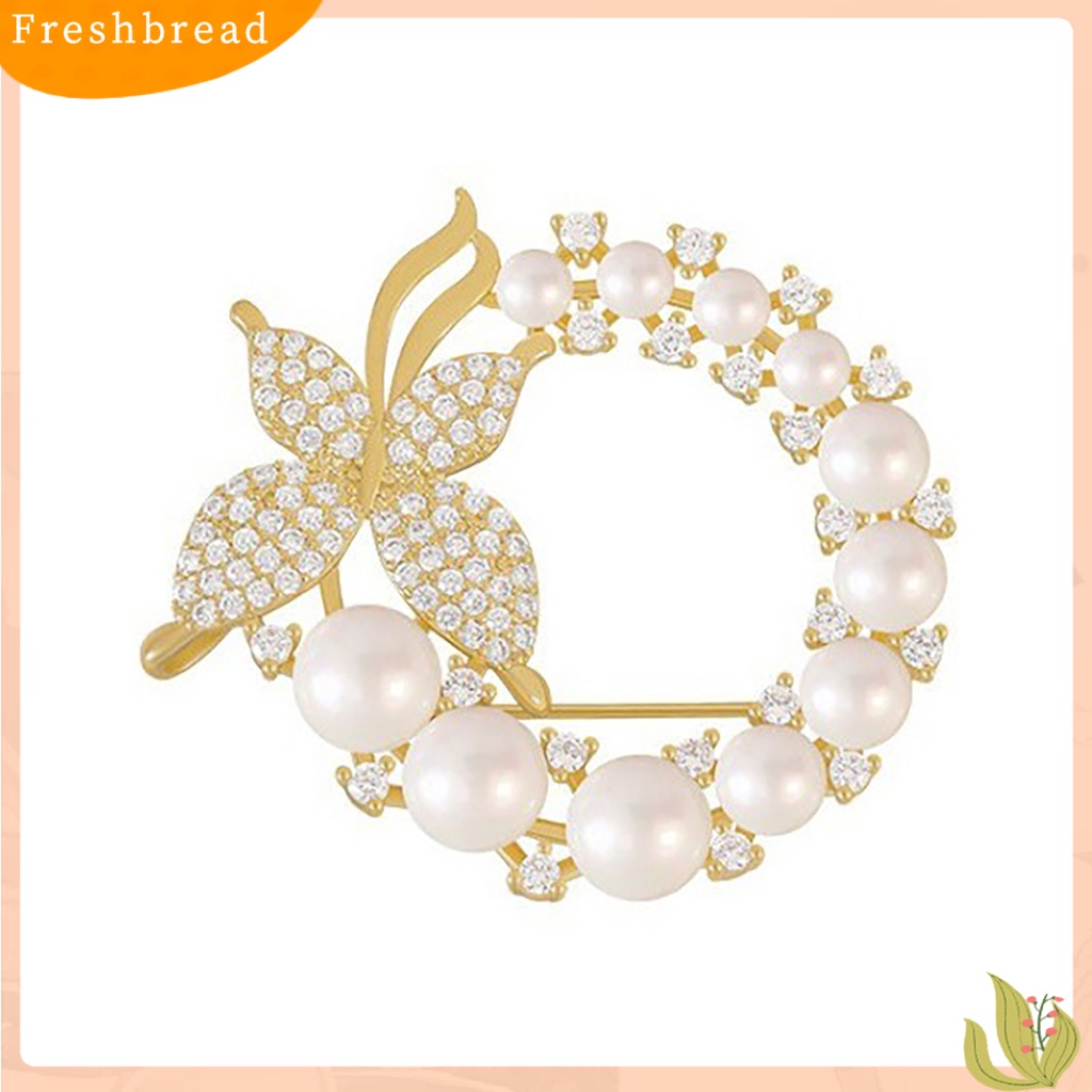 &lt; Freshbread &gt; Bros Round Hollow Out Mewah Bulat Mutiara Imitasi Berlian Imitasi Wanita Brooch Untuk Pacaran