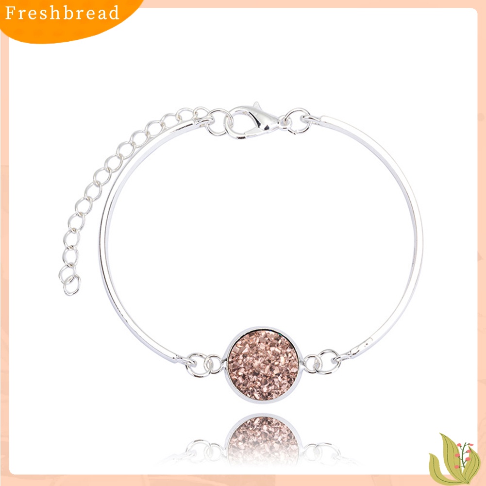 &lt; Freshbread &gt; Fashion Gelang Batu Geode Alami Perhiasan Berlian Imitasi Pave Wanita Gelang Hadiah