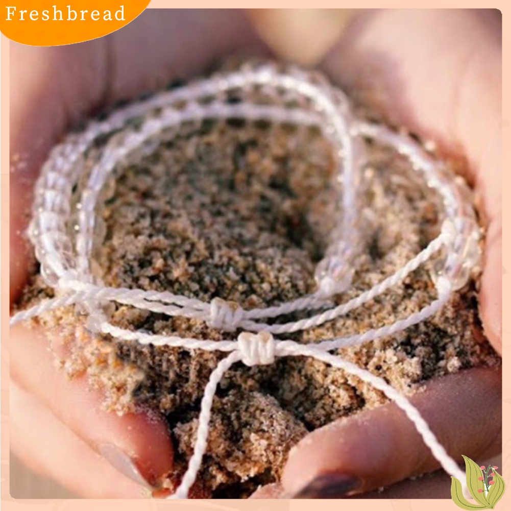 &lt; Freshbread &gt; Gelang Tali Tenun Manik-Manik Transparan Unisex Adjustable Handmade Bangle Gift