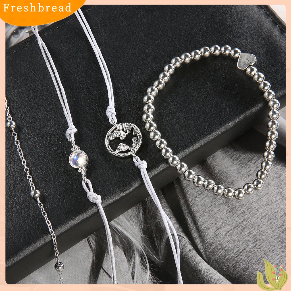 &lt; Freshbread &gt; 4Pcs/Set Gelang Fashion Berbentuk Hati Kelezatan Ramah Kulit Pesona Bangle Boho Perhiasan Untuk Pakaian Sehari-Hari