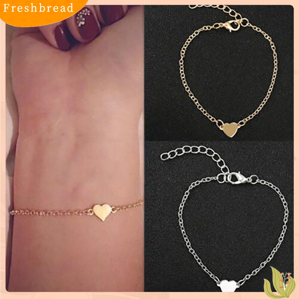 &lt; Freshbread &gt; Wanita Minimalis Cinta Hati Pesona Gelang Bangle Perhiasan Hadiah Hari Valentine